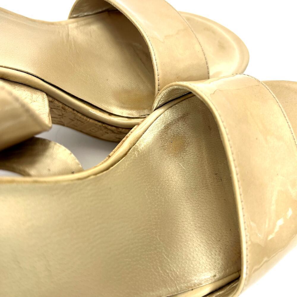 Stuart Weitzman Oneliner Patent Leather Cork Wedge Heel Sandals Platform 9.5 - Picture 9 of 9